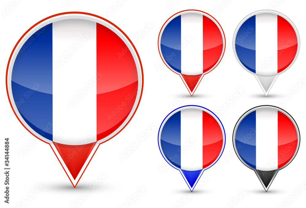 set of France buttons isolated on white background set of France buttons isolated on white background