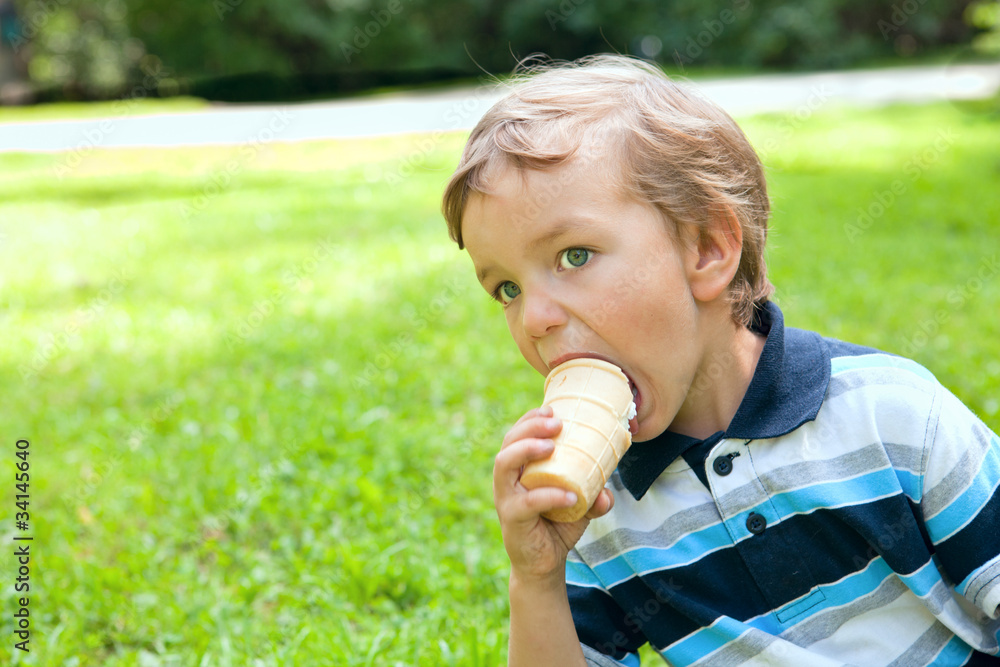 Small child eating ice cream Small child eating ice cream