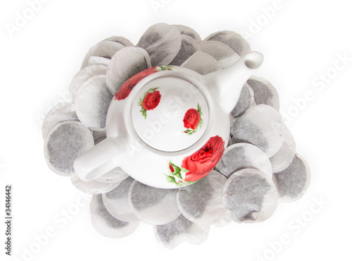 teapot teabags tea bag breakfast ceramic porcelain çaydanlık photo