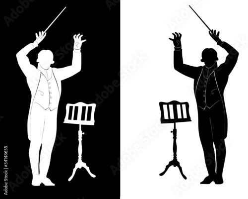 silhouette of conductor music stand