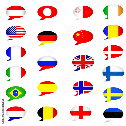 talk balloons, representing different languages