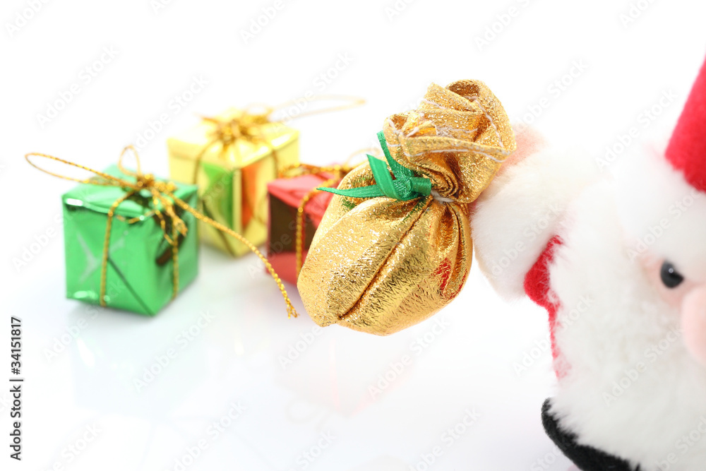 christmas gift box bell candy toy isolated on white christmas gift box bell candy toy isolated on white