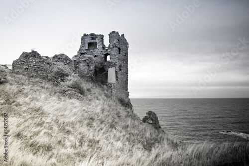 Dunure Castle in Black and White photo