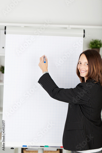 frau hält vortrag am flipchart