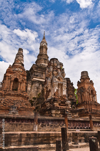 Ruin pagodas in sukhothai tiled right