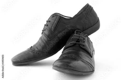 luxury leather man's shoes on a white background