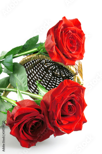 Bunch of fresh roses in a b...
