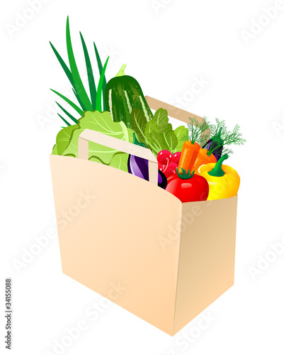 paper bag with fresh vegetables
