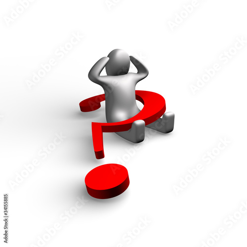 .3d human with a red question mark