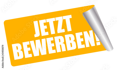 Jetzt bewerben! Aufkleber orange