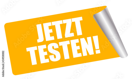 Jetzt testen! Aufkleber orange
