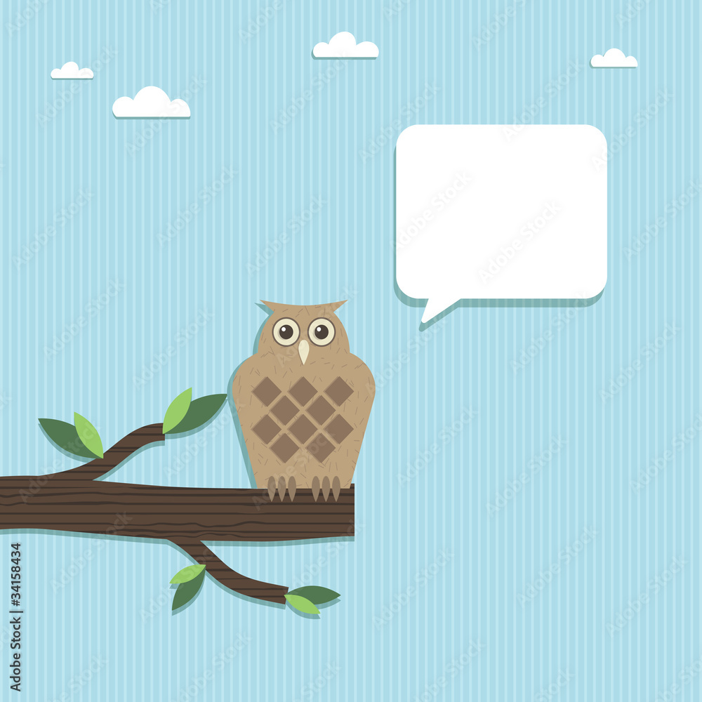 Fototapeta premium paper owl speech