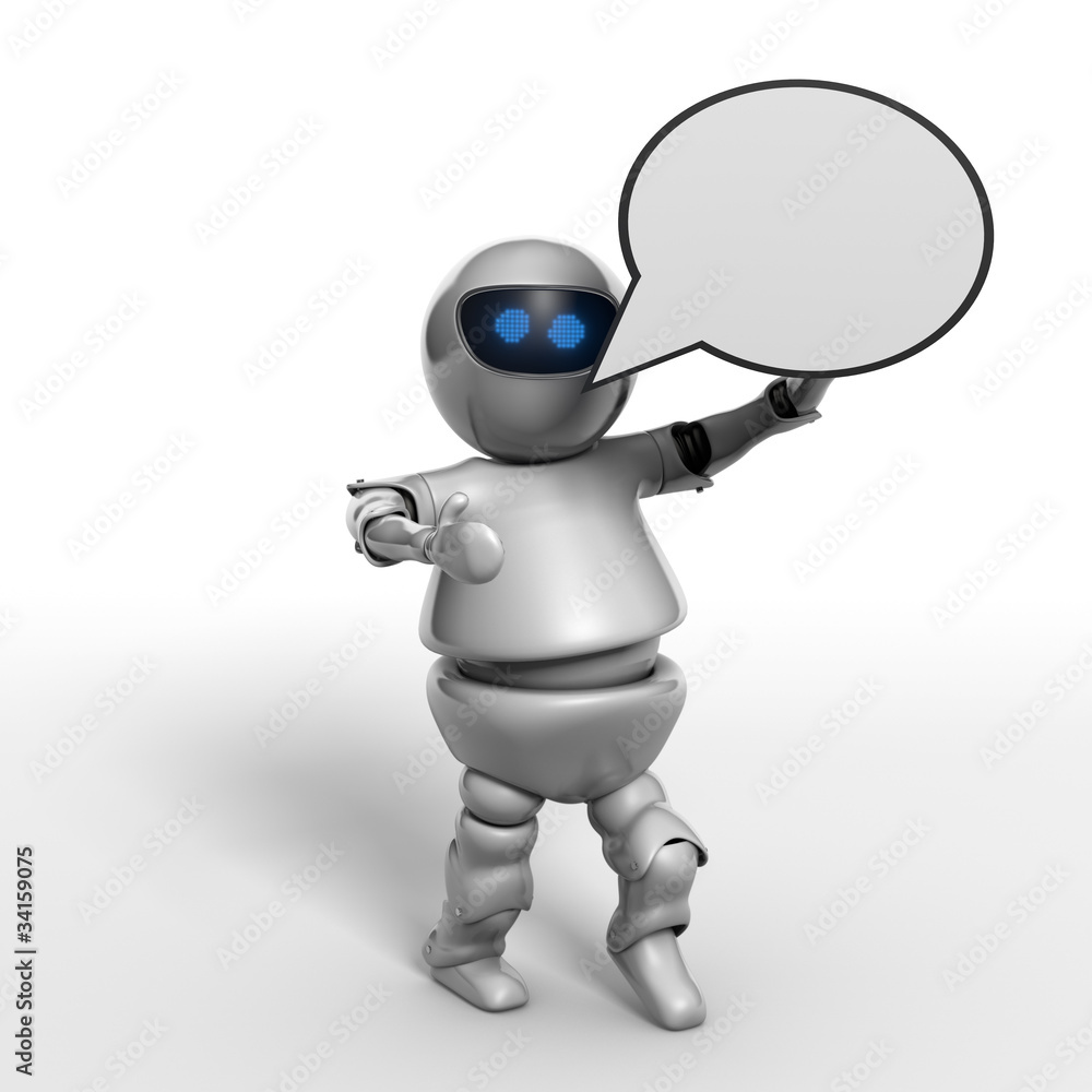 Roboter mit Sprechblase Roboter mit Sprechblase