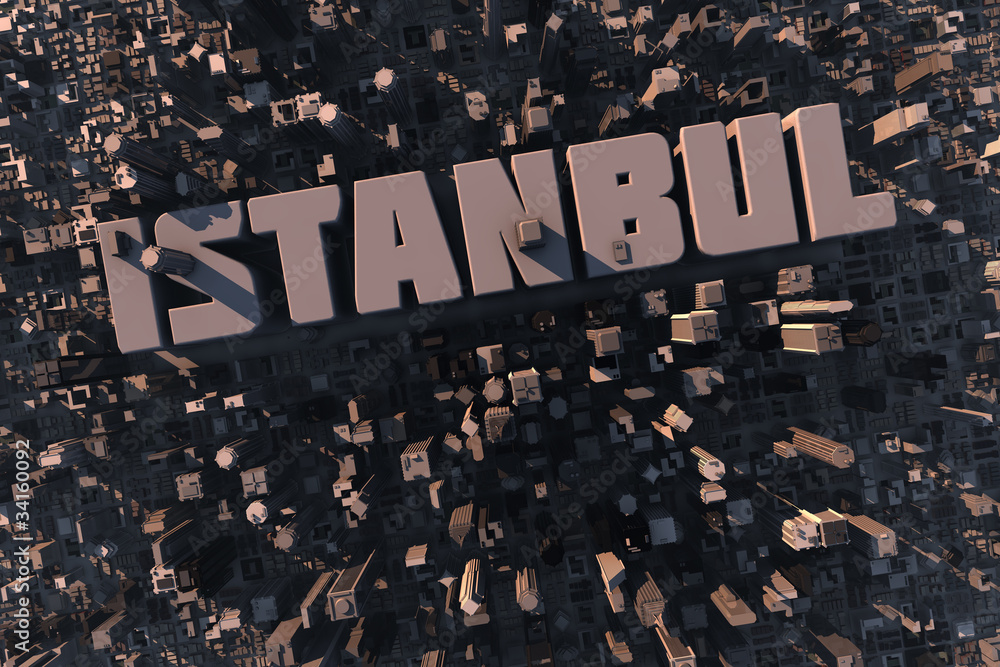 Ταπετσαρία Luftansicht einer Stadt in 3D mit Schriftzug Istanbul