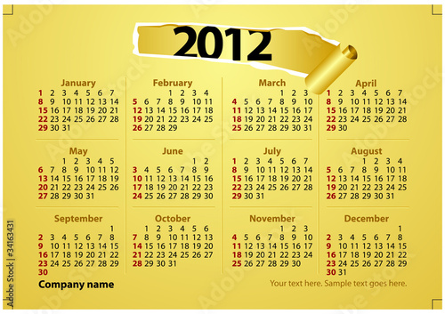 2012 calender
