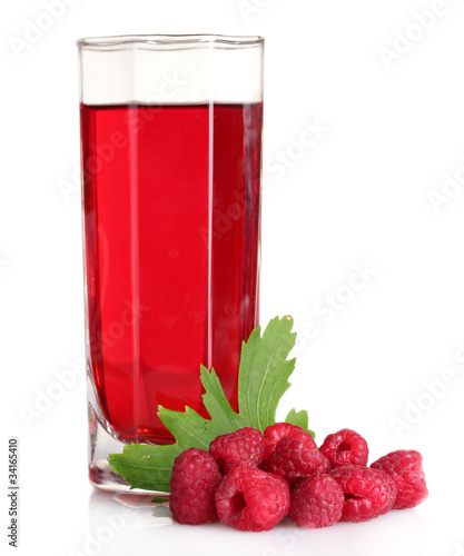 fresh summer berries and juice isolated on white