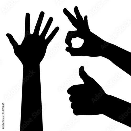 Set of hands, sign ok, vector