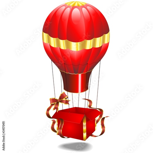 Mongolfiera Regalo di Natale-Fire Balloon Christmas Gift-Vector