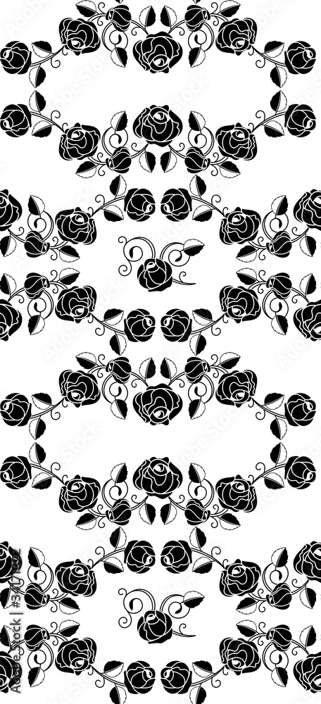 Fototapeta Seamless roses pattern black
