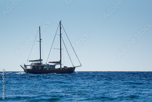 Sail boat on open sea