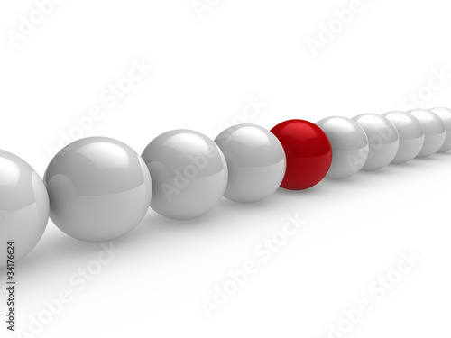 3d ball red white line