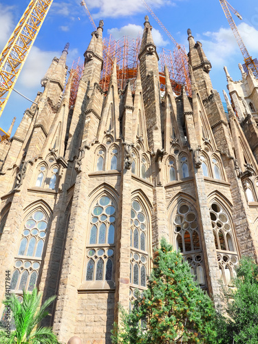 Temple Sagrada Familia- in Barcelona. The left side view