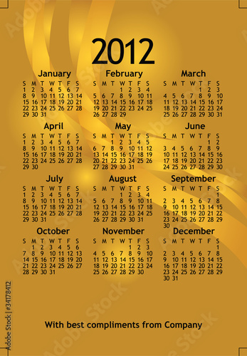 ready made 2012 new year calender