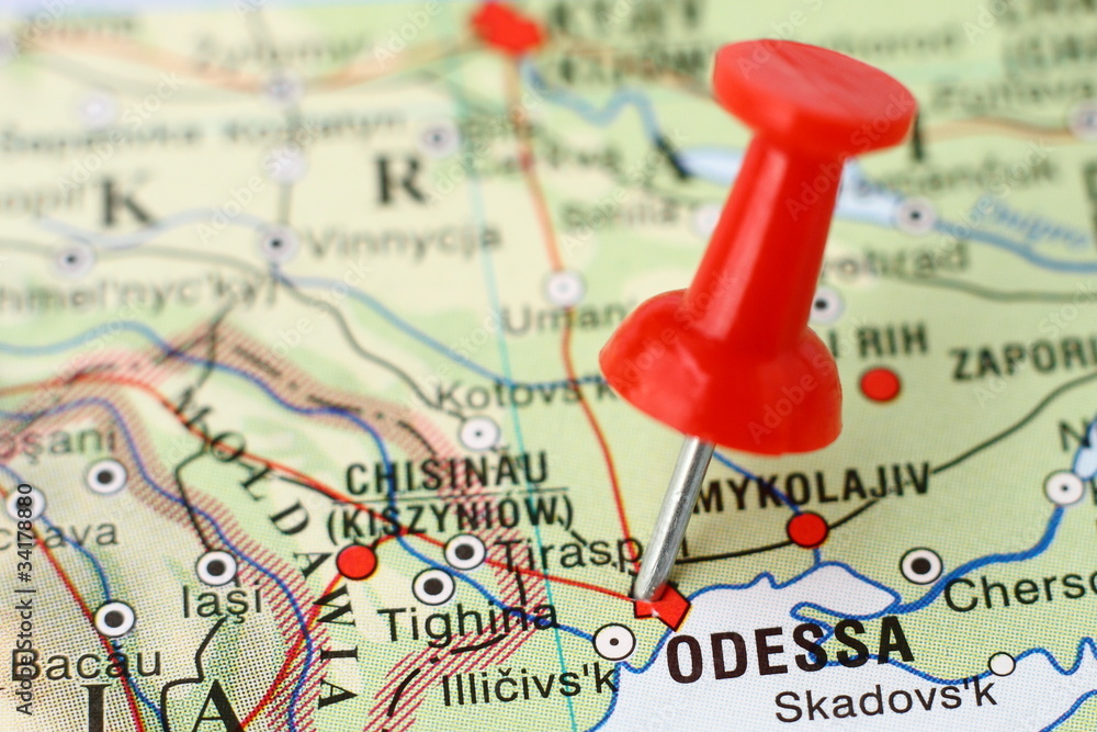 Pushpin on the map - Odessa, Ukraine Pushpin on the map - Odessa, Ukraine