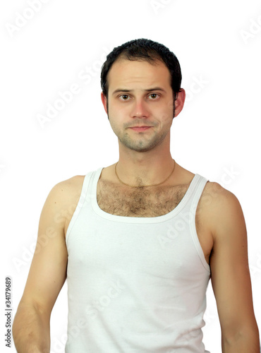 Twenty year old guy in a white shirt