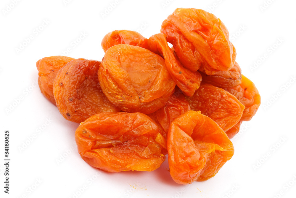 Dried apricots on a white background Dried apricots on a white background