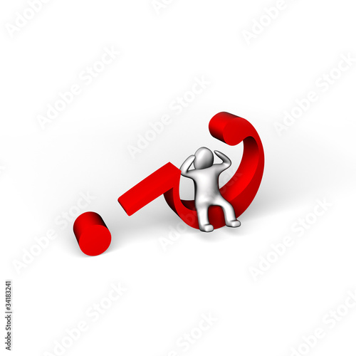 3d human with a red question mark