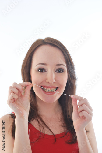 tooth flossing girl
