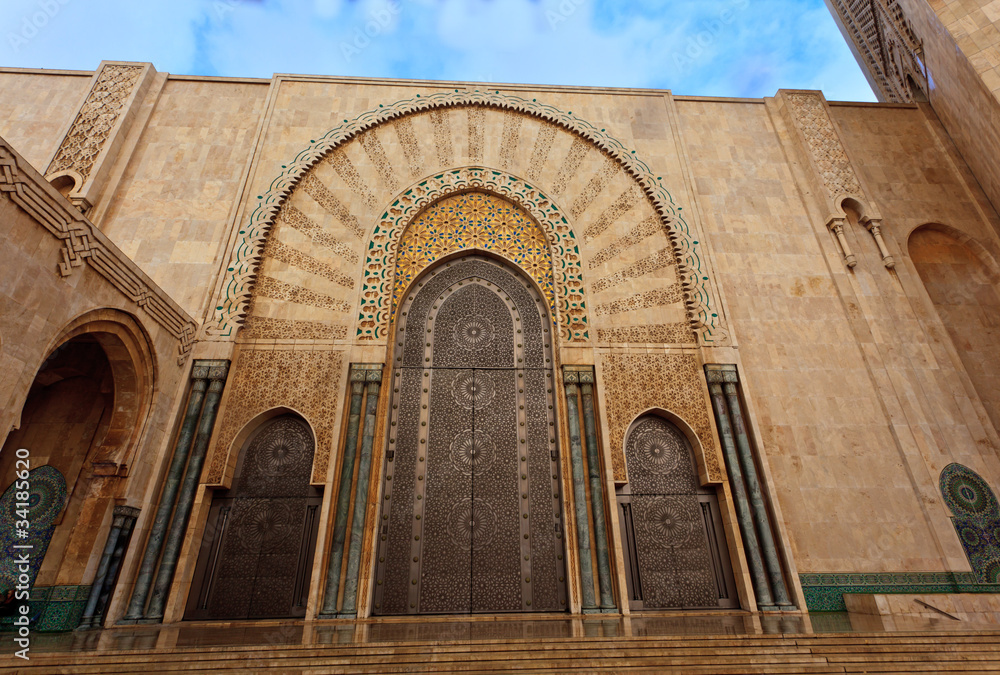 Ornate door on Hassan II Mosque Morocco