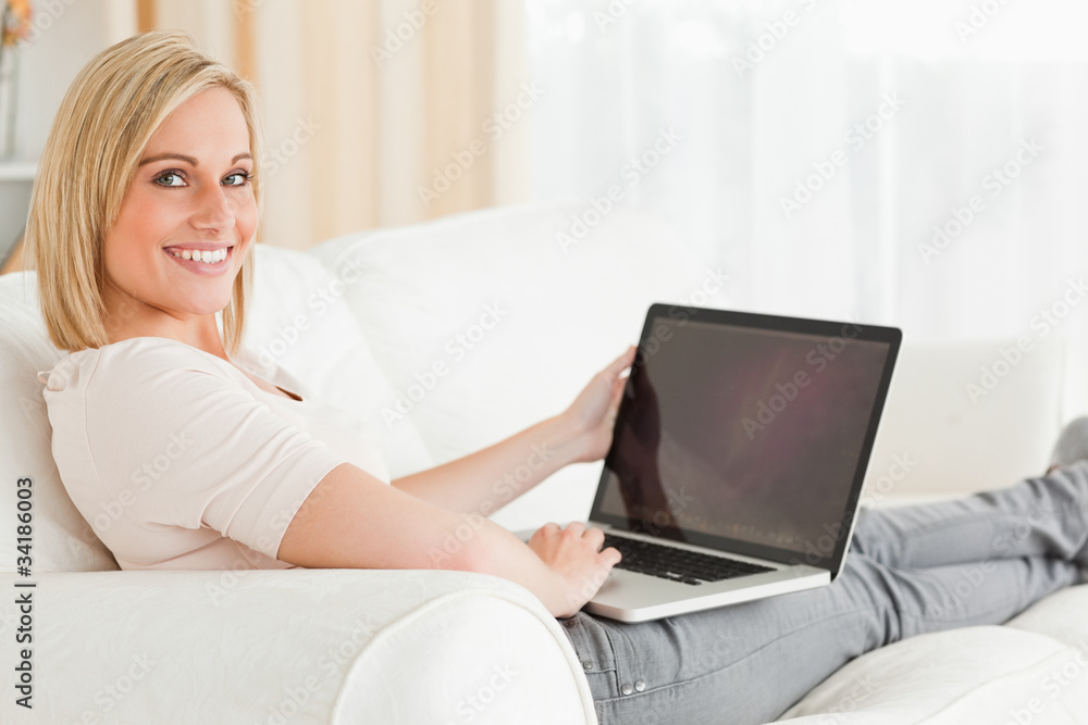 Blonde woman with a notebook Blonde woman with a notebook