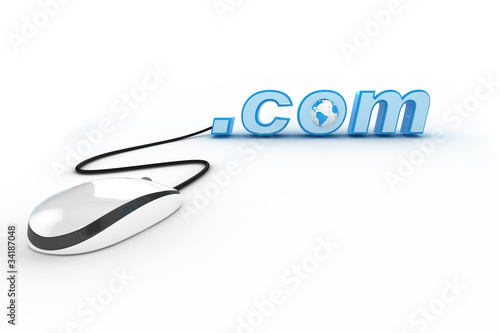 3d word dotcom with mouse