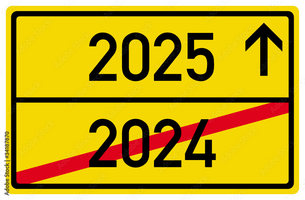 2025 2024 Neujahr Jahreswechsel Schild Ortsausgang Stock Vector Adobe Stock
