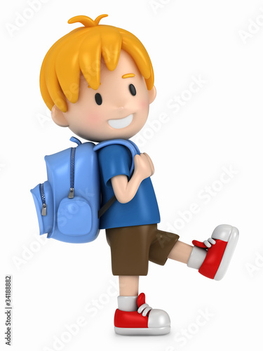 3D Render of Little Boy Walking