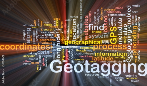 Geotagging coordinates background concept glowing photo