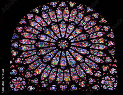 Canvas Print Stained glass window in Notre dame