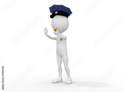 3D police officer - isolated over a white background
