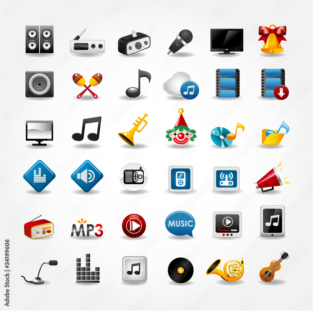 media and music icons collection media and music icons collection