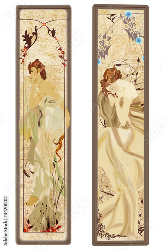 Etichette liberty inspirate dal Alphonse Mucha photo