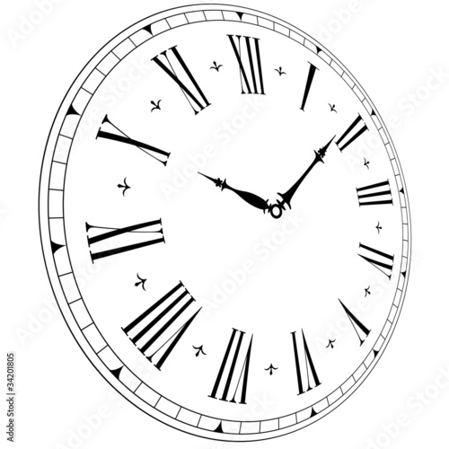 old clock face with perspective
