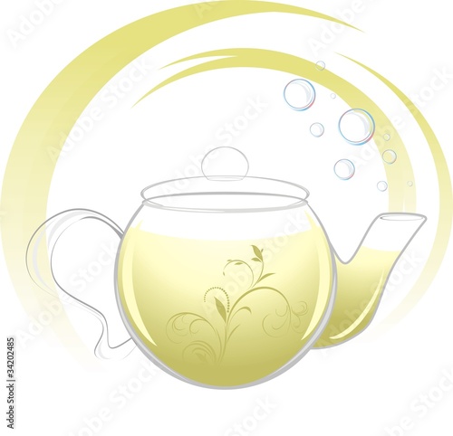 Teapot with green tea