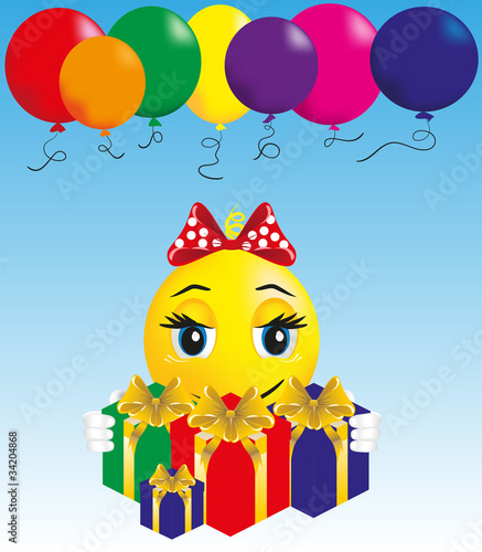 smiley girl with gifts