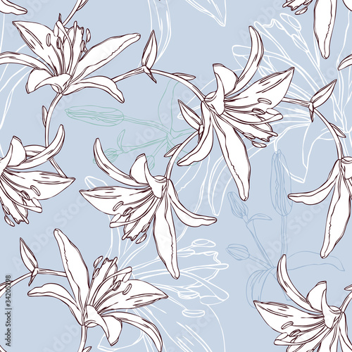 floral seamless pattern with lily