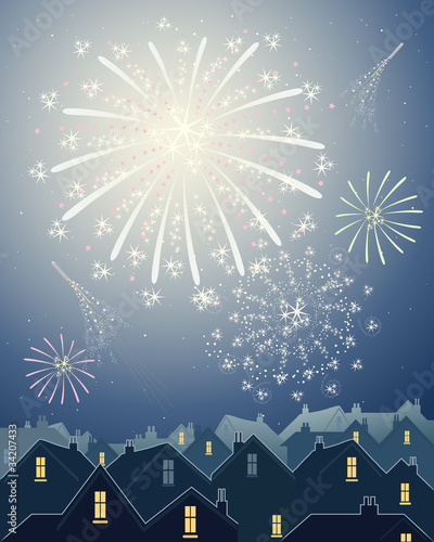 fireworks in the city