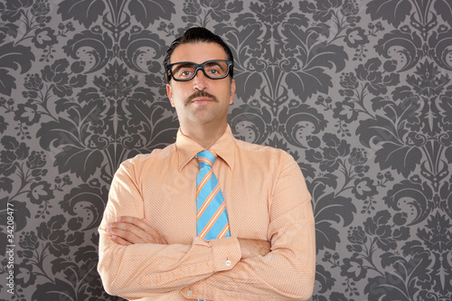 Billede på lærred businessman nerd portrait retro glasses wallpaper