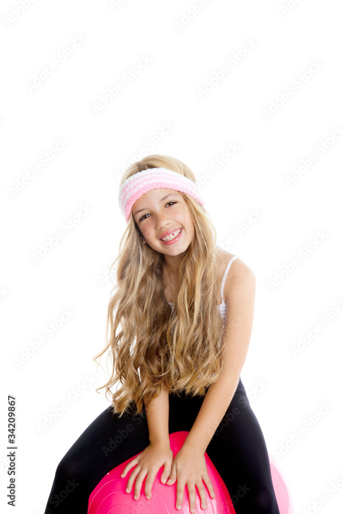 children gym yoga girl with pilates pink ball children gym yoga girl with pilates pink ball