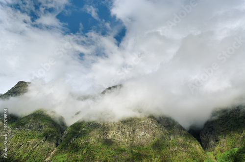 Clouds above mountains.